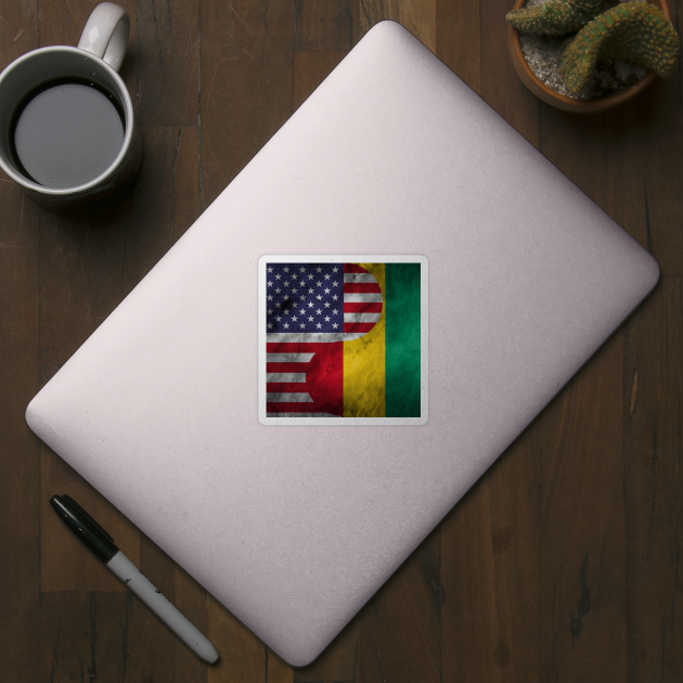 USA and Guinea Dual Flag Yin Yang Combination by Family Heritage Gifts